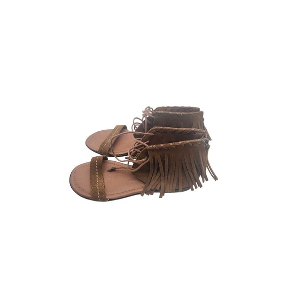 Minnetonka Womens Tan Fringe Leather Sandals Size 7 - Picture 3 of 7